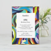 Abstract Birthday Partij rood blauw blauwgroen gou Kaart (Staand voorkant)