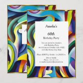 Abstract Birthday Partij rood blauw blauwgroen gou Kaart (Voorkant / Achterkant)