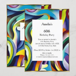 Abstract Birthday Partij rood blauw blauwgroen gou Kaart