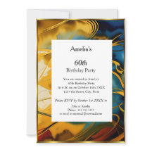 Abstract Birthday Party blue gold modern