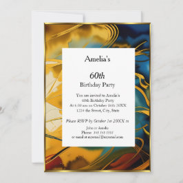 Abstract Birthday Party blue gold modern Kaart