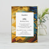 Abstract Birthday Party blue gold modern Kaart (Staand voorkant)