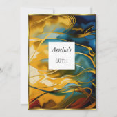 Abstract Birthday Party blue gold modern Kaart (Achterkant)