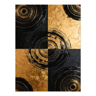 Abstract Black and Gold Circles Foto Afdruk