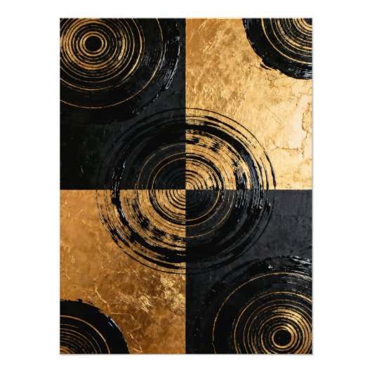 Abstract Black and Gold Circles Foto Afdruk (Voorkant)