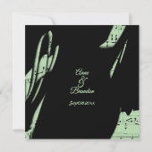 Abstract Black and Green Music Wedding Invitation Kaart (Achterkant)