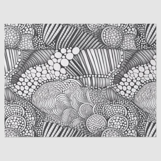 Abstract Black and White Geometric Doodle (6) Tissuepapier (Voorkant)