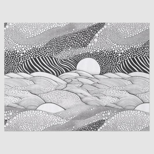 Abstract Black and White Geometric Doodle (7) Tissuepapier (Voorkant)