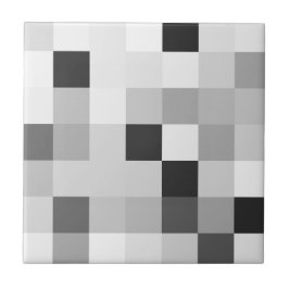 Abstract Black and White Pixelated Mosaic Grid Tegeltje