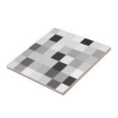 Abstract Black and White Pixelated Mosaic Grid Tegeltje (Zijkant)