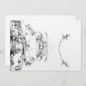 Abstract Black and White Reeds Water Reflections Bedankkaart (Voorkant / Achterkant)