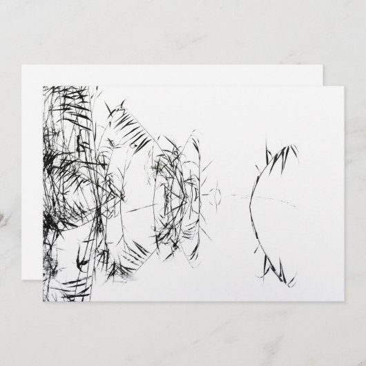 Abstract Black and White Reeds Water Reflections Bedankkaart (Voorkant / Achterkant)