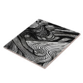 ABSTRACT BLACK AND WHITE TEGELTJE (Zijkant)