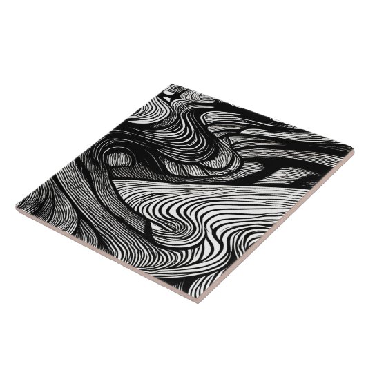 ABSTRACT BLACK AND WHITE TEGELTJE (Zijkant)