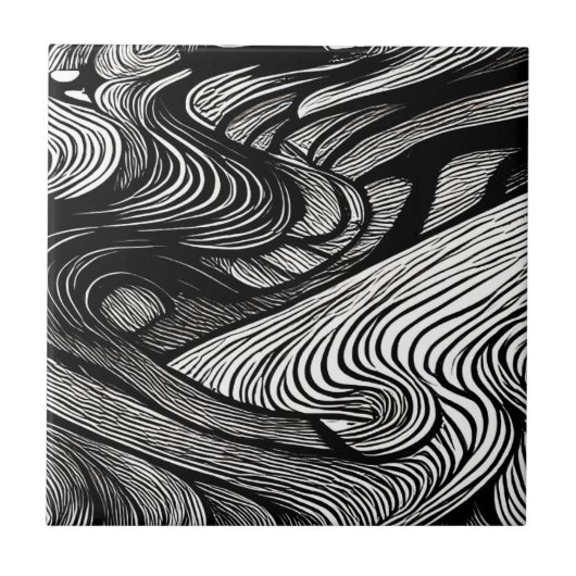 ABSTRACT BLACK AND WHITE    TEGELTJE (Voorkant)