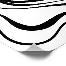 Abstract Black and White Wavy Lines Poster
