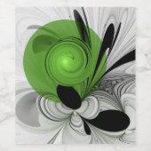 Abstract Black and White with Green Fractal Art Wijn Etiket (Enkel label)