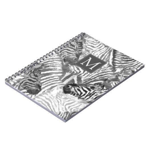 Abstract Black and White Zebra Art Monogram Notitieboek (Linkerzijde)