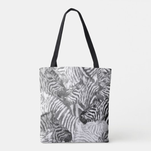 Abstract Black and White Zebra Art Monogram Tote Bag (Achterkant)