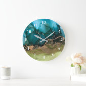 Abstract Black Aqua Green Gold Large Clock Grote Klok (Huis)