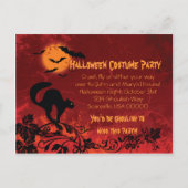 Abstract Black Cat and Bats Halloween Party Invite Uitnodiging Briefkaart (Voorkant)