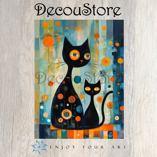 Abstract Black Cats Decoupage Tissuepapier
