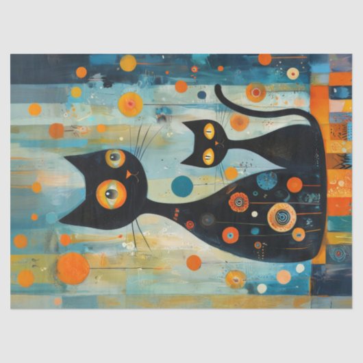 Abstract Black Cats Decoupage Tissuepapier (Voorkant)
