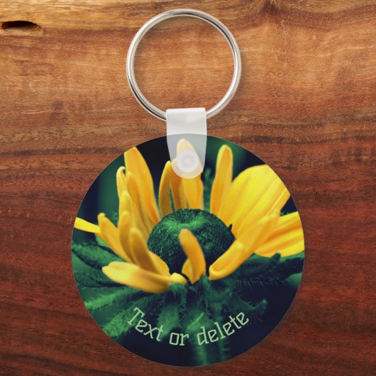 Abstract Black Eyed Susan Flower Personalized Sleutelhanger (Voorkant)