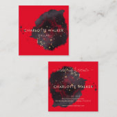 Abstract Black Gold Waterverf Splatter Vierkante Visitekaartje (Voorkant / Achterkant)