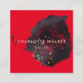 Abstract Black Gold Waterverf Splatter Vierkante Visitekaartje (Voorkant)