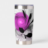 Abstract Black Gray With Magenta Fractal Art Geïsoleerde Drinkbeker (Achterkant)