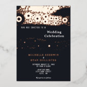 Abstract Black Moody Pattern Roos Gold Wedding Folie Uitnodiging (Voorkant)