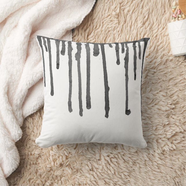 Abstract Black Paint Drops And Stripes Kussen (Deken)