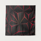 Abstract black polygon red light futuristic techno wandkleed (Voorkant (horizontaal))