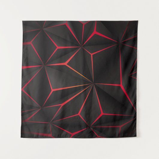 Abstract black polygon red light futuristic techno wandkleed (Voorkant)
