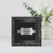 Abstract Black & Silver Party | Jubileumfeest Kaart (Staand voorkant)