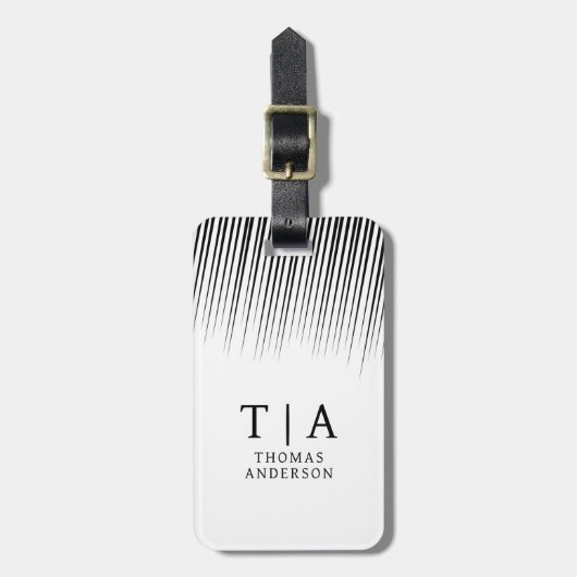 Abstract Black & White Geometric Background Bagagelabel (Voorkant verticaal)