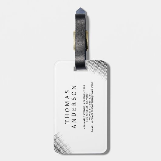 Abstract Black & White Geometric Background Bagagelabel (Achterkant verticaal)