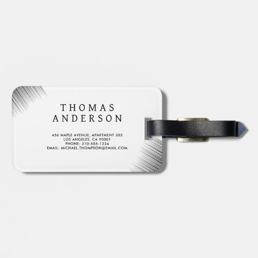 Abstract Black & White Geometric Background Bagagelabel (Achterkant horizontaal)