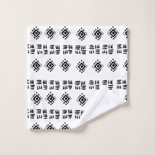 Abstract Black White Marks Bad Handdoek (Wasdoekje)