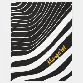 Abstract black &white monogram name fleece deken