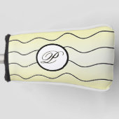 Abstract Black White Surname Initial Faded Yellow Golfheadcover (Voorkant)