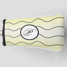 Abstract Black White Surname Initial Faded Yellow Golfheadcover