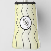 Abstract Black White Surname Initial Faded Yellow Golfheadcover (Draai 90)