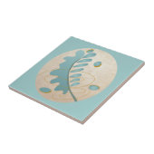 Abstract blad in Turquoise en Gold Tegeltje (Zijkant)