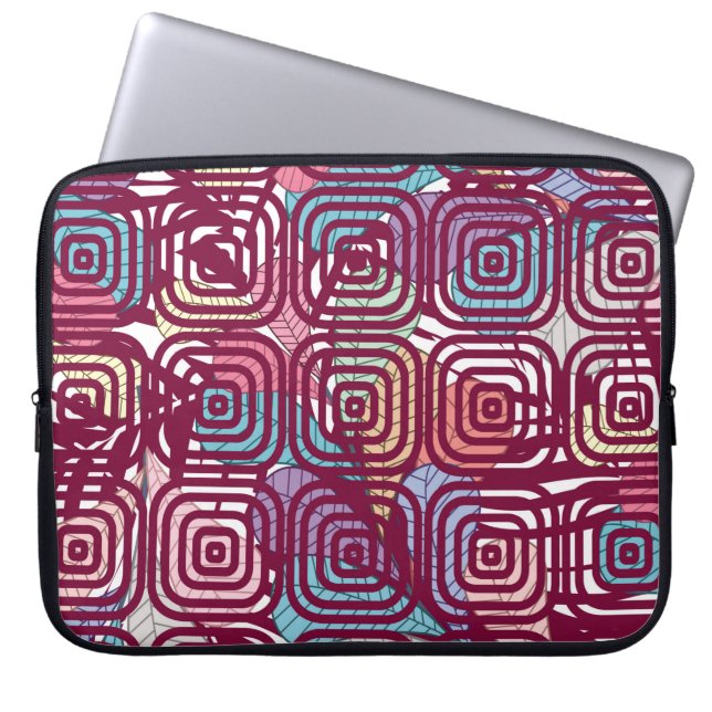 Abstract blad met kleurrijke  illustratie laptop sleeve (Voorkant)