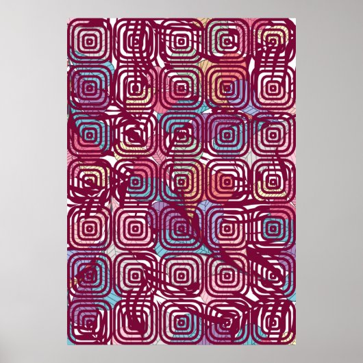 Abstract blad met kleurrijke  illustratie poster (Voorkant)