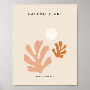 Abstract blad Neutrale beige vormen uitgesneden Poster