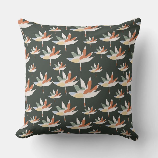 Abstract bladdonker modern patroonontwerp kussen (Voorkant)