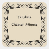 Abstract bladeren en wervelingen Bookplate Vierkante Sticker (Voorkant)